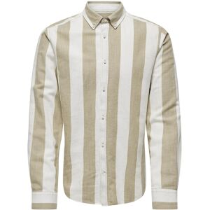 ONLY & SONS Onsarlo Slim Ls Stripe Hrb Linen Shirt S Beige S ONLY & SONS Onsarlo Slim Ls Stripe Hrb Linen Shirt S Beige S