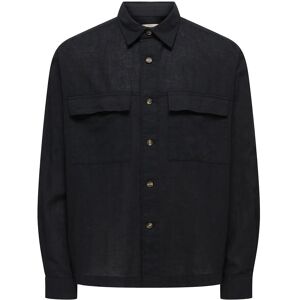 ONLY & SONS Onscaiden Ls Overshirt Linen Blend XS Black XS ONLY & SONS Onscaiden Ls Overshirt Linen Blend XS Black XS