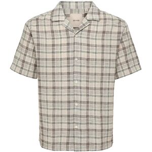 ONLY & SONS Onscaiden Life Check Linen Blend Ss XL Brown XL ONLY & SONS Onscaiden Life Check Linen Blend Ss XL Brown XL