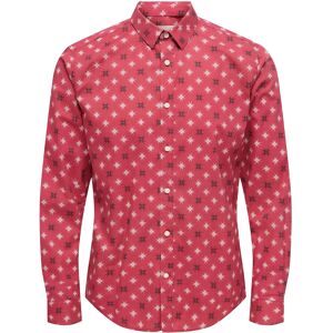 ONLY & SONS Onself Xmas Aop Slim Poplin Ls Shirt M Red M ONLY & SONS Onself Xmas Aop Slim Poplin Ls Shirt M Red M