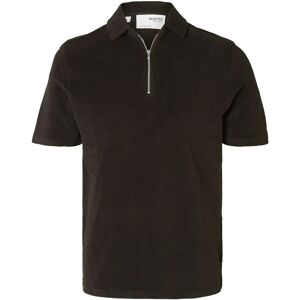 Selected Slhrelax-Terry Ss Zip Polo Ex M Black M Selected Slhrelax-Terry Ss Zip Polo Ex M Black M