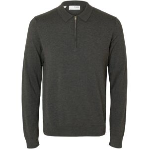 Selected Slhberg Ls Half Zip Polo Noos XL Grey XL Selected Slhberg Ls Half Zip Polo Noos XL Grey XL