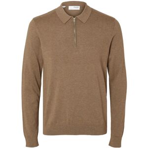 Selected Slhberg Ls Half Zip Polo Noos S Beige S Selected Slhberg Ls Half Zip Polo Noos S Beige S