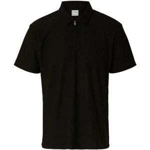 Selected Slhrelax-Plisse Half Zip Ss Polo Ex M Black M Selected Slhrelax-Plisse Half Zip Ss Polo Ex M Black M