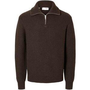 Selected Slmland Ls Knit Half Zip M Brown M Selected Slmland Ls Knit Half Zip M Brown M
