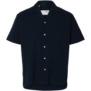 Selected Slhrelaxed-Ace Seersucker Ss Shirt M Navy M Selected Slhrelaxed-Ace Seersucker Ss Shirt M Navy M