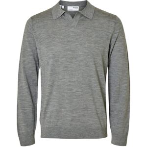 Selected Slhtray Ls Knit Merino Open Polo M Grey M Selected Slhtray Ls Knit Merino Open Polo M Grey M