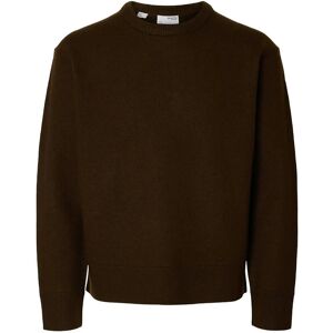 Selected Slharne Ls Knit Relaxed Wool Crew Neck L Brown L Selected Slharne Ls Knit Relaxed Wool Crew Neck L Brown L