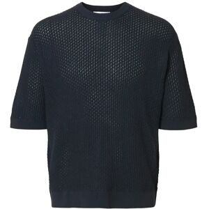 Selected Slhcolton Ss Knit Structure Tee M Navy M Selected Slhcolton Ss Knit Structure Tee M Navy M