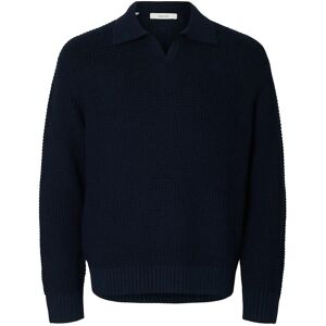 Selected Slhdereck Light Knit Relaxed Open Polo L Navy L Selected Slhdereck Light Knit Relaxed Open Polo L Navy L