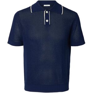 Selected Slhjesse Ss Knit Open Structure Polo M Navy M Selected Slhjesse Ss Knit Open Structure Polo M Navy M