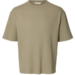 Selected Slmrelaxsimon Ribbed Ss Tee L Khaki L Selected Slmrelaxsimon Ribbed Ss Tee L Khaki L