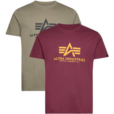 Alpha Industries Basic T-Shirt Bl 2 Pack XXL Burgundy XXL Alpha Industries Basic T-Shirt Bl 2 Pack XXL Burgundy XXL