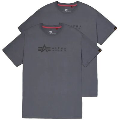 Alpha Industries Alpha Label T-Shirt 2 Pack M Grey M Alpha Industries Alpha Label T-Shirt 2 Pack M Grey M