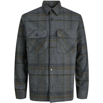 Jack & Jones Jprrayle Melange Check L/S Overshirt Sn S Grey S Jack & Jones Jprrayle Melange Check L/S Overshirt Sn S Grey S