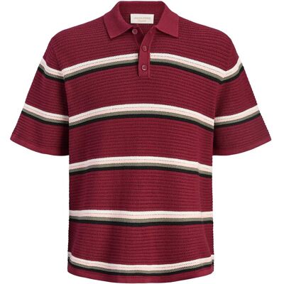 Jack & Jones Jormaine Knit Stripe Polo Sn XS Burgundy XS Jack & Jones Jormaine Knit Stripe Polo Sn XS Burgundy XS