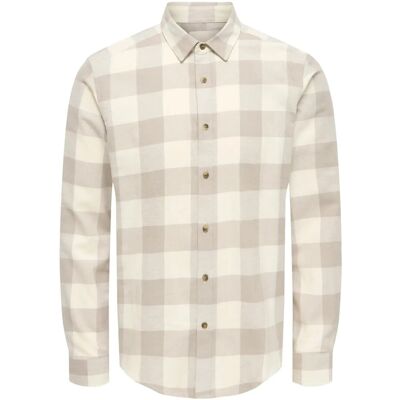 ONLY & SONS Onsgudmund Ls Checked Shirt Noos S Beige S ONLY & SONS Onsgudmund Ls Checked Shirt Noos S Beige S