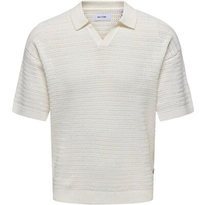 ONLY & SONS Onsthiago Ds 7 Ss Resort Crochet Polo L Cream L ONLY & SONS Onsthiago Ds 7 Ss Resort Crochet Polo L Cream L