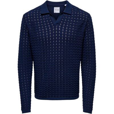 ONLY & SONS Onsantonio Ls 12 Resort Crochet Polo L Navy L ONLY & SONS Onsantonio Ls 12 Resort Crochet Polo L Navy L