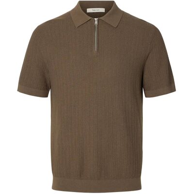 Selected Slmcran Ss Knit Structure Zip Polo Noos XXL Brown XXL Selected Slmcran Ss Knit Structure Zip Polo Noos XXL Brown XXL
