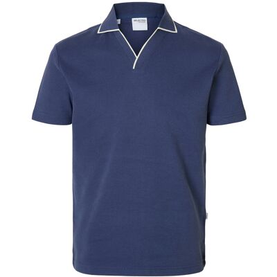 Selected Slhsangev Split Neck Ss Polo M Blue M Selected Slhsangev Split Neck Ss Polo M Blue M