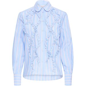 b.young Byxjisoo Frill Detail Shirt 36 Blue 36 b.young Byxjisoo Frill Detail Shirt 36 Blue 36