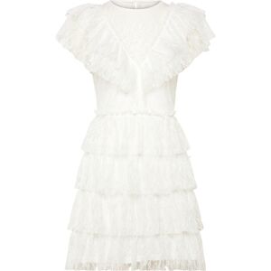 Bubbleroom Lace Frill Short Dress L White L Bubbleroom Lace Frill Short Dress L White L