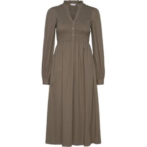 Bubbleroom V-Neck Cotton Smock Dress XS Brown XS Bubbleroom V-Neck Cotton Smock Dress XS Brown XS