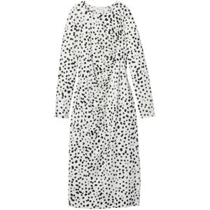Calvin Ls Ruched Assym Printed Midi Dre M White M Calvin Ls Ruched Assym Printed Midi Dre M White M