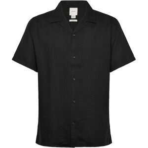 Calvin Ss Camp Collar Solid Linen Class M Black M Calvin Ss Camp Collar Solid Linen Class M Black M