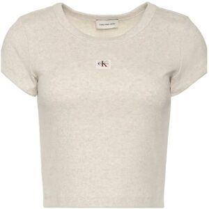 Calvin Woven Label 2X2 Baby Rib Baby Te XS Beige XS Calvin Woven Label 2X2 Baby Rib Baby Te XS Beige XS