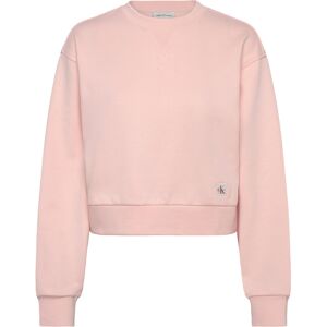 Calvin French Terry Woven Label Crew Sw S Cream S Calvin French Terry Woven Label Crew Sw S Cream S