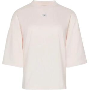 Calvin Ss Woven Label Oversized Tee S White S Calvin Ss Woven Label Oversized Tee S White S