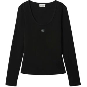 Calvin Ls Woven Label 2X2 Baby Rib Scoo XXS Black XXS Calvin Ls Woven Label 2X2 Baby Rib Scoo XXS Black XXS