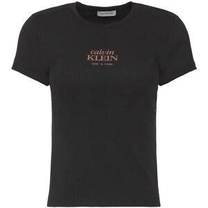 Calvin Ss 2X2 Baby Rib Logo Baby Tee S Black S Calvin Ss 2X2 Baby Rib Logo Baby Tee S Black S