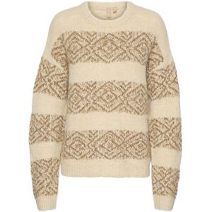 Culture Brava Pullover - Hvit - Mønsterstriper - Langermet - Genser Culture Brava Pullover - Hvit - Mønsterstriper - Langermet - Genser