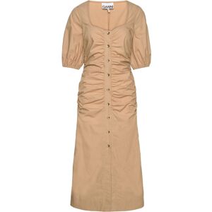 Ganni Cotton Poplin Gathered Open-Neck Maxi Dress 32 Beige 32 Ganni Cotton Poplin Gathered Open-Neck Maxi Dress 32 Beige 32
