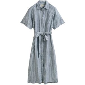Gant Striped Linen Ss Shirt Dress 36 Blue 36 Gant Striped Linen Ss Shirt Dress 36 Blue 36
