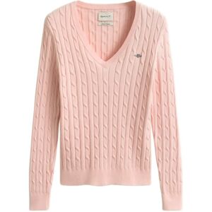 Gant Stretch Cotton Cable V-Neck XS Pink XS Gant Stretch Cotton Cable V-Neck XS Pink XS