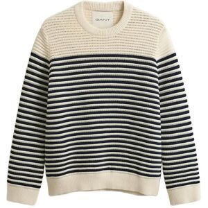 Gant Textured Striped C-Neck L Cream L Gant Textured Striped C-Neck L Cream L