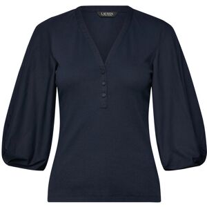 Lauren Ralph Lauren Rib-Knit Balloon-Sleeve Henley Top L Navy L Lauren Ralph Lauren Rib-Knit Balloon-Sleeve Henley Top L Navy L