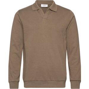 Lindbergh Jersey Split Neck W. Collar L/ S Brown S Lindbergh Jersey Split Neck W. Collar L/ S Brown S