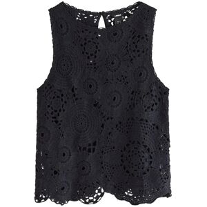 Lindex Sleeveless Top With Crochet Look XL Black XL Lindex Sleeveless Top With Crochet Look XL Black XL