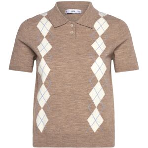 Mango Argyle Polo Neck Sweater XS Beige XS Mango Argyle Polo Neck Sweater XS Beige XS