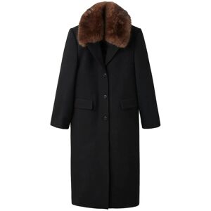 Mango Wool Coat With Fur Collar XS Black XS Mango Wool Coat With Fur Collar XS Black XS