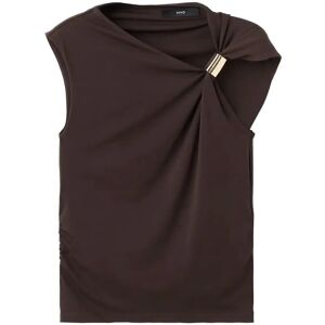 Mango Top With Asymmetrical Neckline And Metallic Detail M Brown M Mango Top With Asymmetrical Neckline And Metallic Detail M Brown M