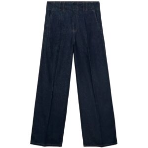 Mango Wide Leg Denim Trousers With Belt Loops L Navy L Mango Wide Leg Denim Trousers With Belt Loops L Navy L