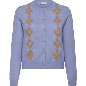Mango Argyle Pattern Knit Cardigan XS Blue XS Mango Argyle Pattern Knit Cardigan XS Blue XS