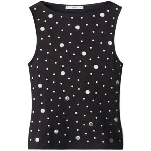 Mango Boat-Neck Top With Rhinestones XS Black XS Mango Boat-Neck Top With Rhinestones XS Black XS