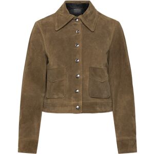 Mango Suede Leather Jacket With Buttons XS Khaki XS Mango Suede Leather Jacket With Buttons XS Khaki XS